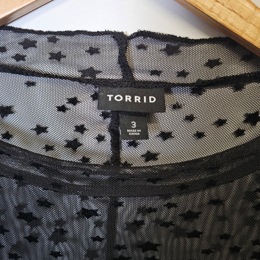 Torrid Black Mesh Sheer Dress 3X Star Celestial Whimsigoth Witchy Emo Alt Grunge - Picture 3 of 10